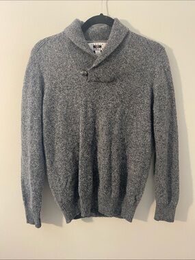 Joseph Men's Gray Turtleneck Button Shawl Sweater Wool Blend